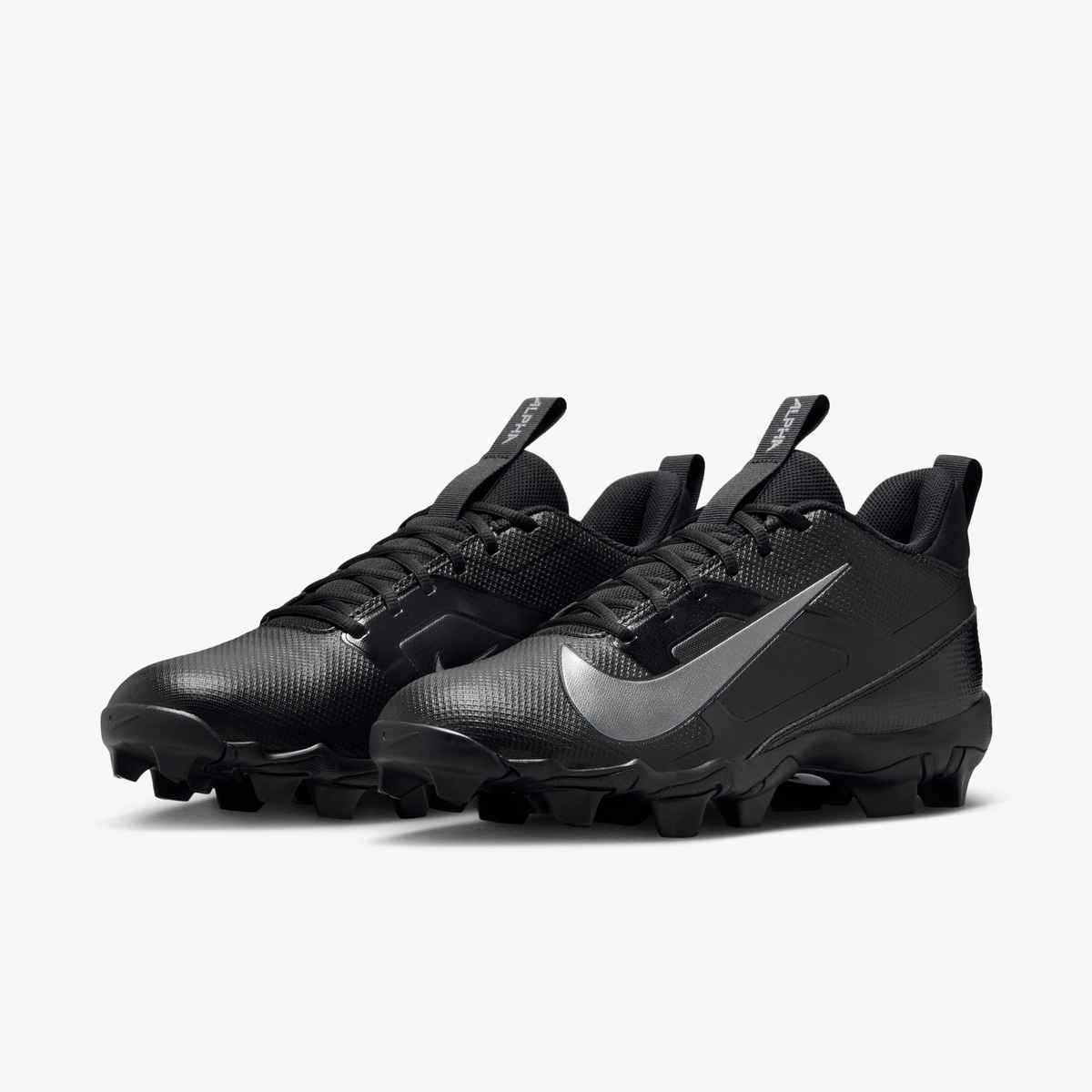 Nike Big Kids Alpha Menace 4 Shark Football Cleats - Black/Metallic Silver