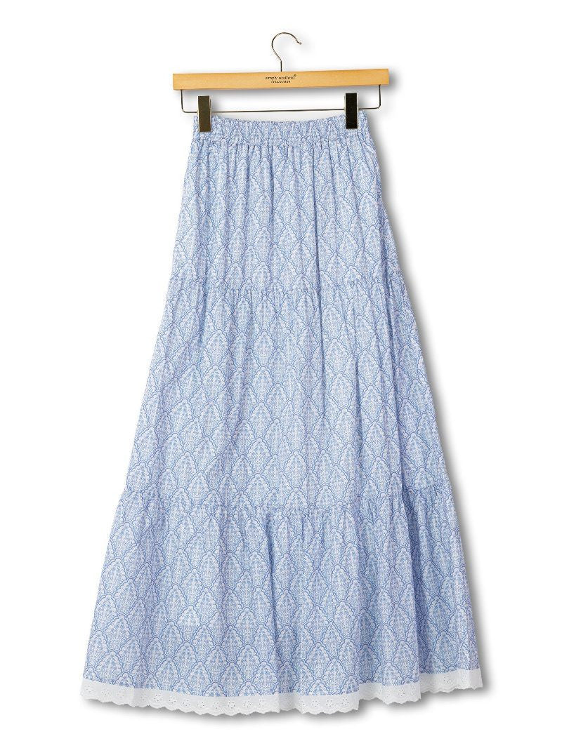 Simply Southern Women's Tiered Maxi Skirt - Scalloped Flower