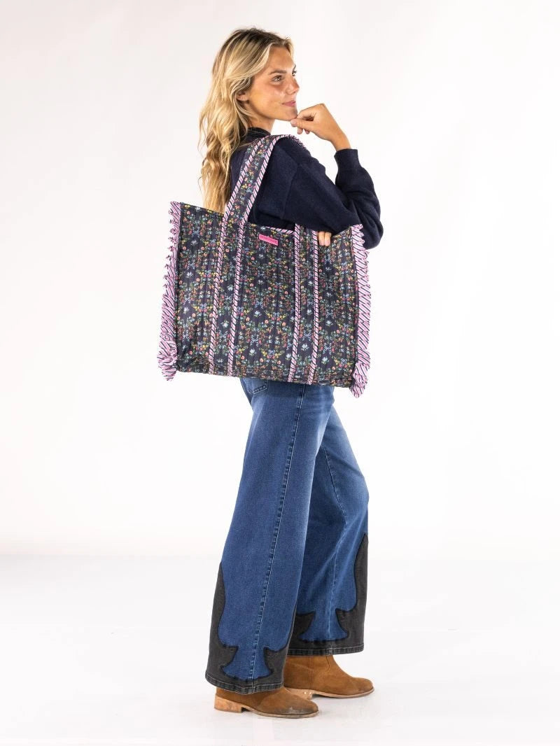 Simply Southern Quilted Tote - Ribbon Flower