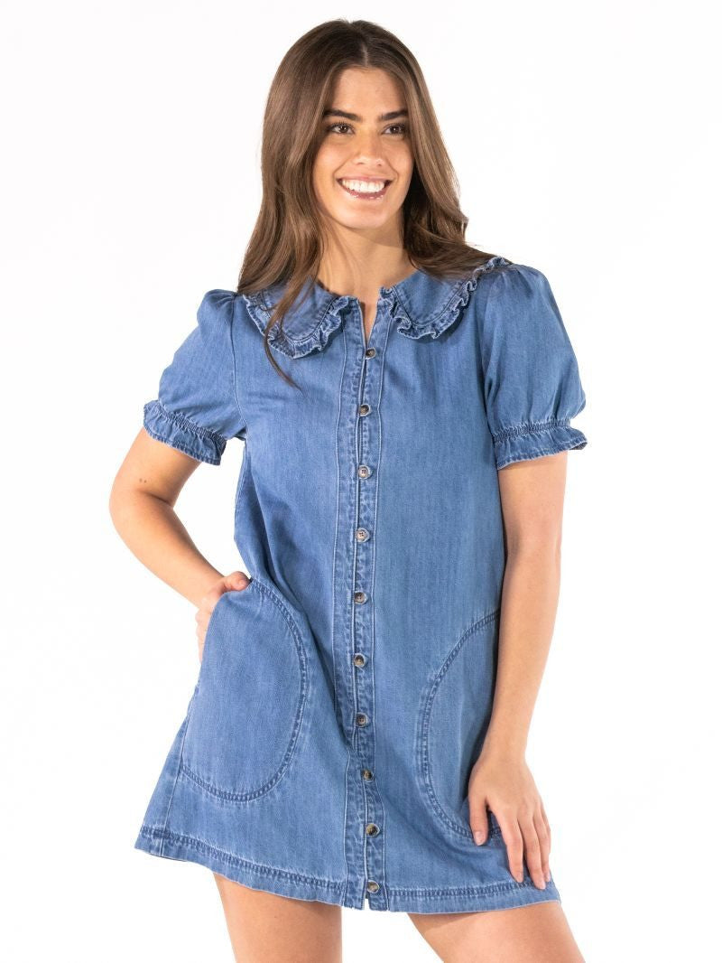 Simply Southern Women's Button-Up Denim Dress
