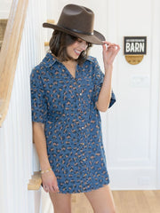 Simply Southern Women's Leopard Print Denim Dress
