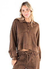 Simply Southern Women's Snap Sweatshirt - Sepia