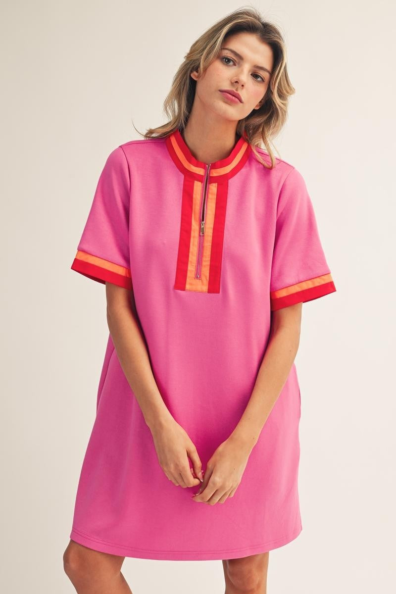 Jodifl Women's Hot Pink Casual Solid Dress