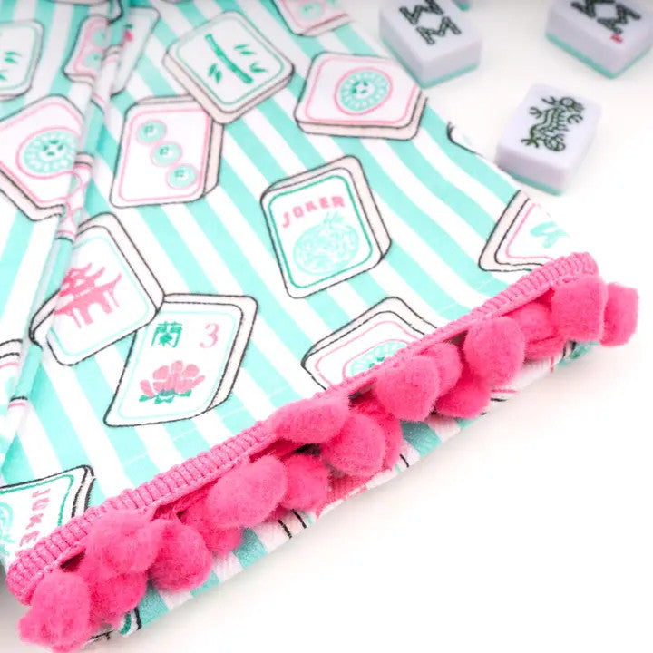 8 Oak Lane Mahjong Stripe Pom-Pom Kitchen Towel Set