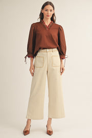 Jodifl Women's Beige Wide Leg Pants