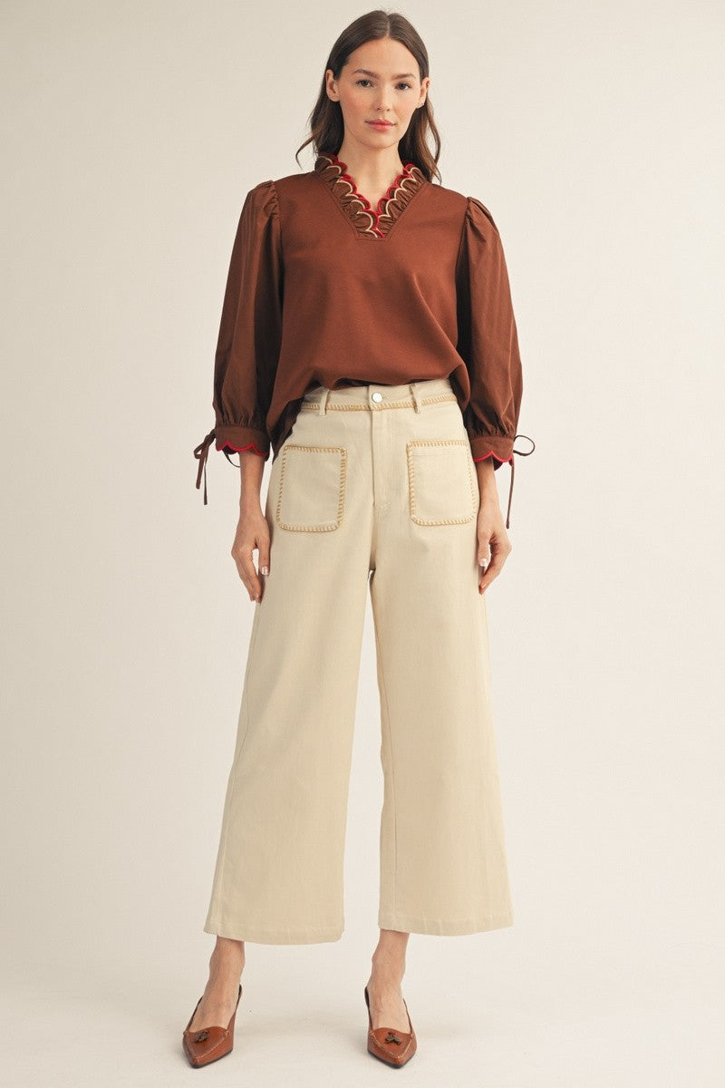 Jodifl Women's Beige Wide Leg Pants