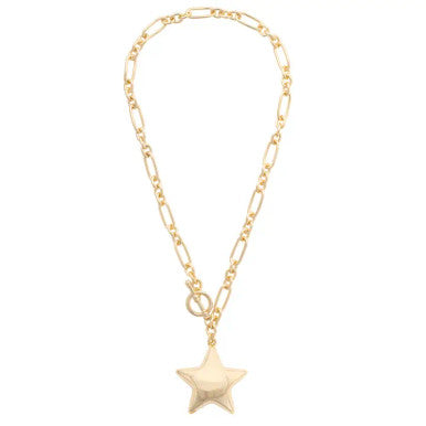 Canvas Bessie Puffy Star Toggle Necklace - Shiny Gold