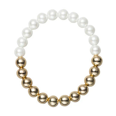 Jane Marie Gold Pearl Half and Half Beaded Stretch Bracelet