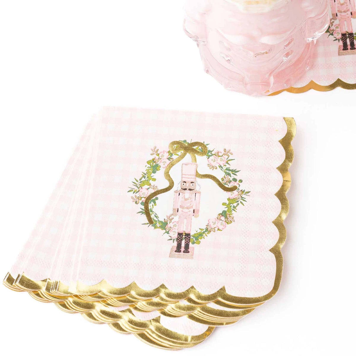 8 Oak Lane Sugarplum Gingham Paper Beverage Napkins - 16-Piece