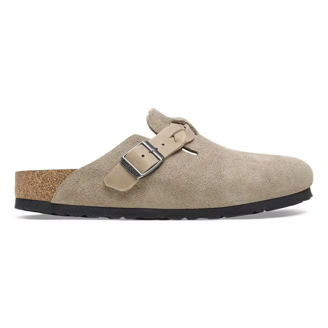 Birkenstock Boston Braided Taupe Suede Leather