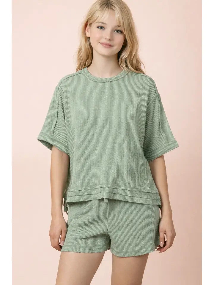 Very J Women's Ribbed Knit Set - Sage