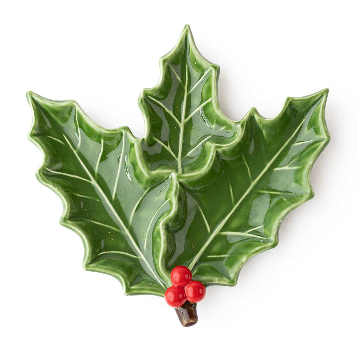 8 Oak Lane Holly Sprig Shaped Ceramic Dessert Plate
