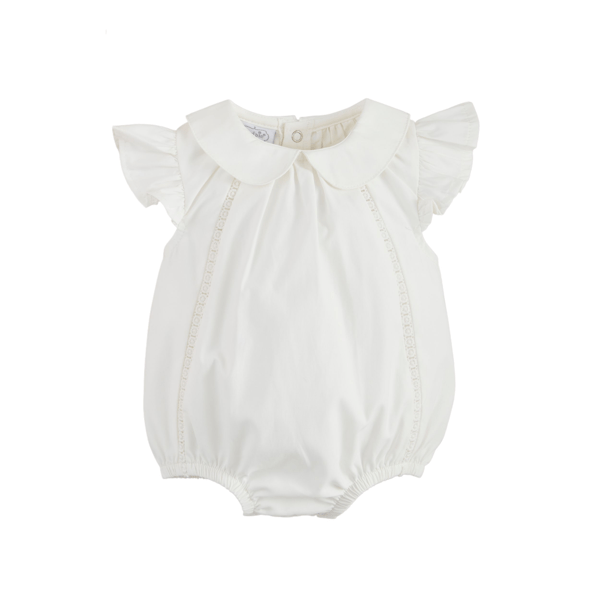Mud Pie Baby Girl Collared Poplin Baby Bubble - White