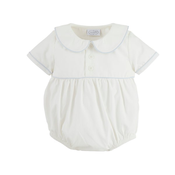 Mud Pie Baby Boys Collared Poplin Baby Bubble - White
