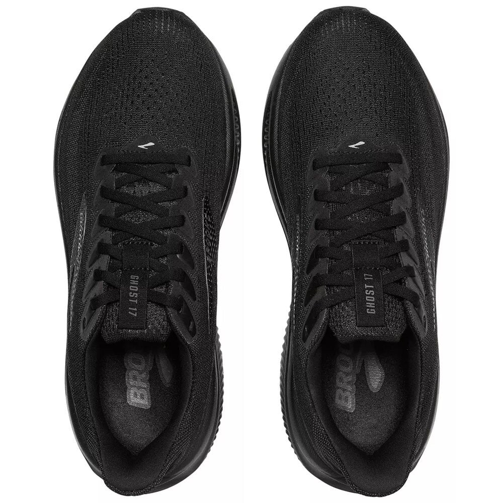 Brooks Men's Ghost 17 Running Shoes - Wide - Black/Black/Ebony