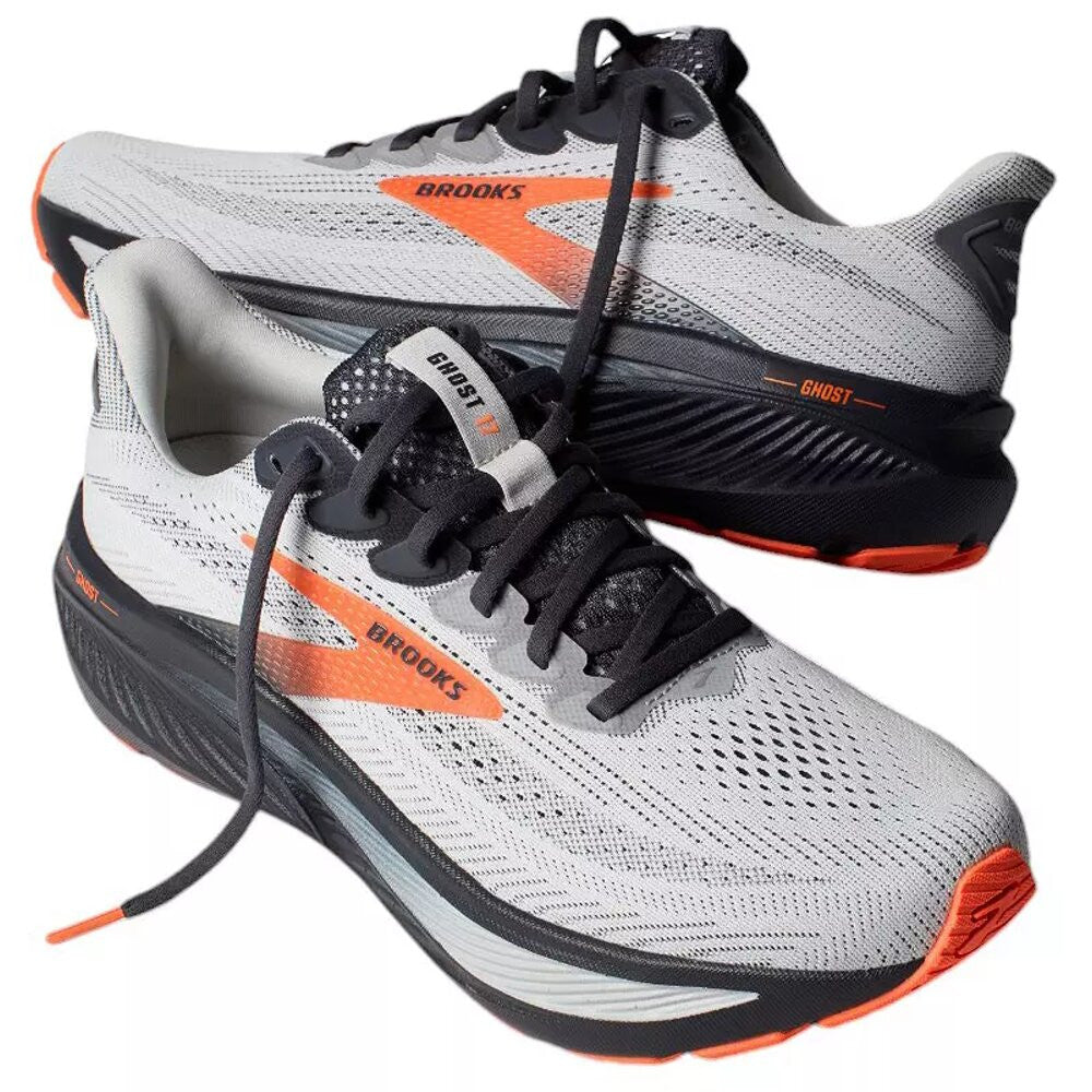 Brooks Men's Ghost 17 Running Shoes - Wide -Oyster Mushroom/Orange/Ebony
