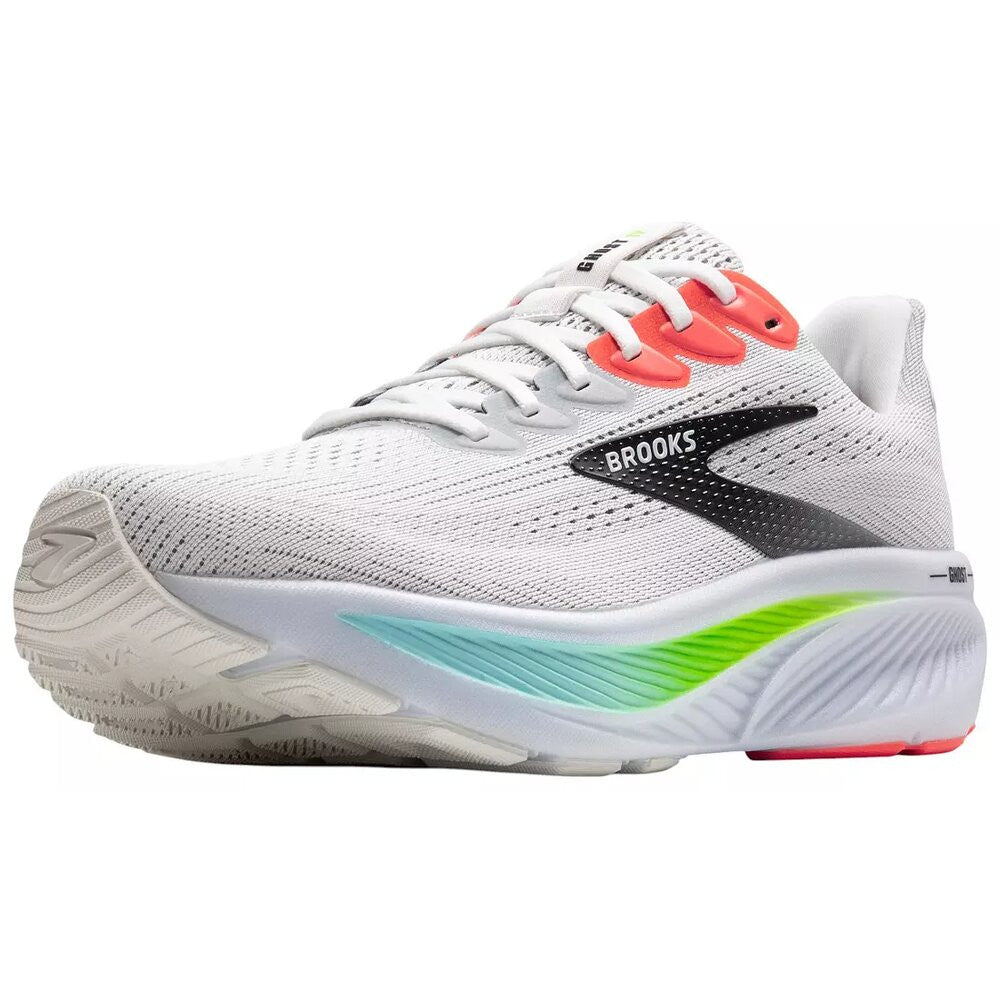 Brooks Men's Ghost 17 Running Shoes - Wide - White/Pink Clay/Gecko