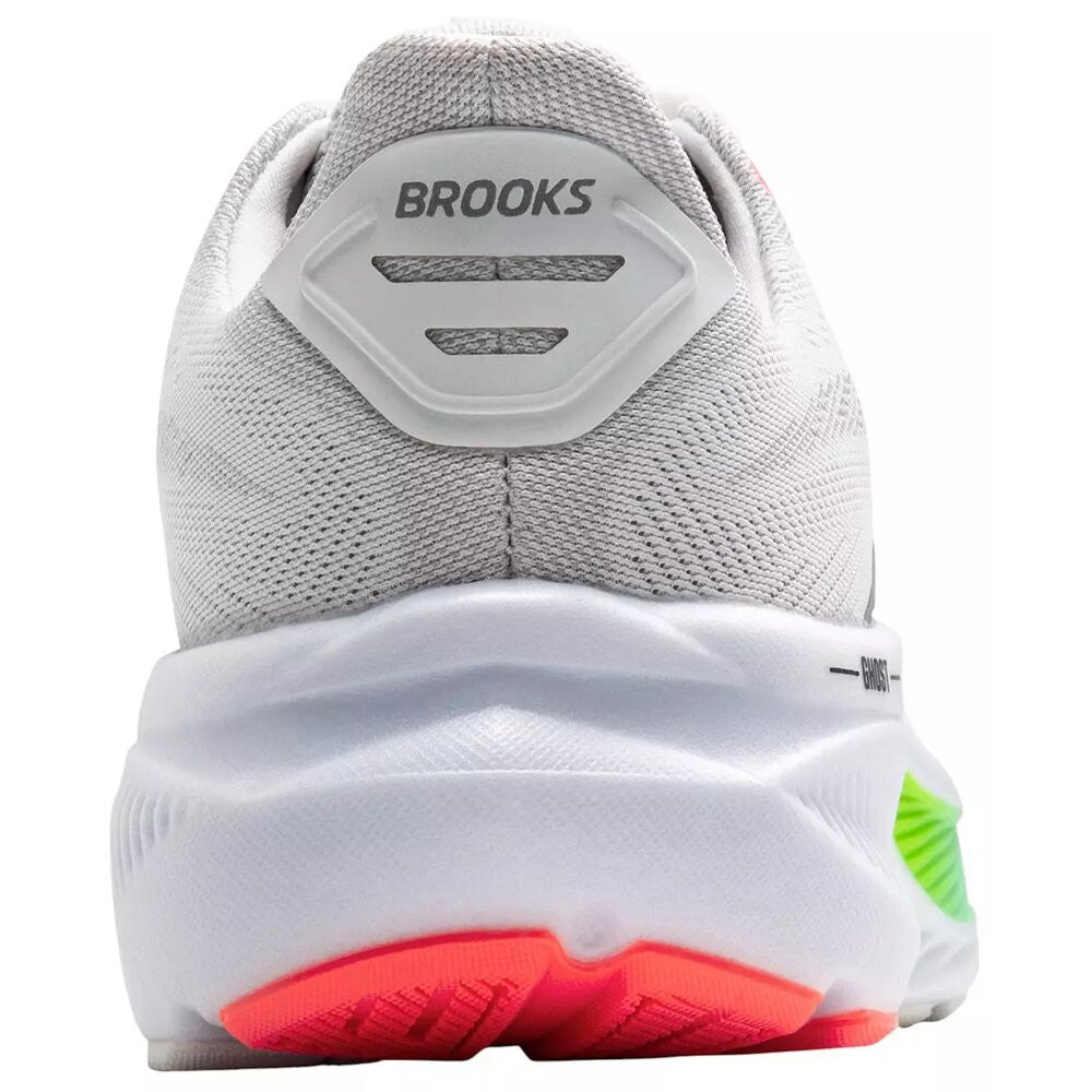 Brooks Men's Ghost 17 Running Shoes - Wide - White/Pink Clay/Gecko