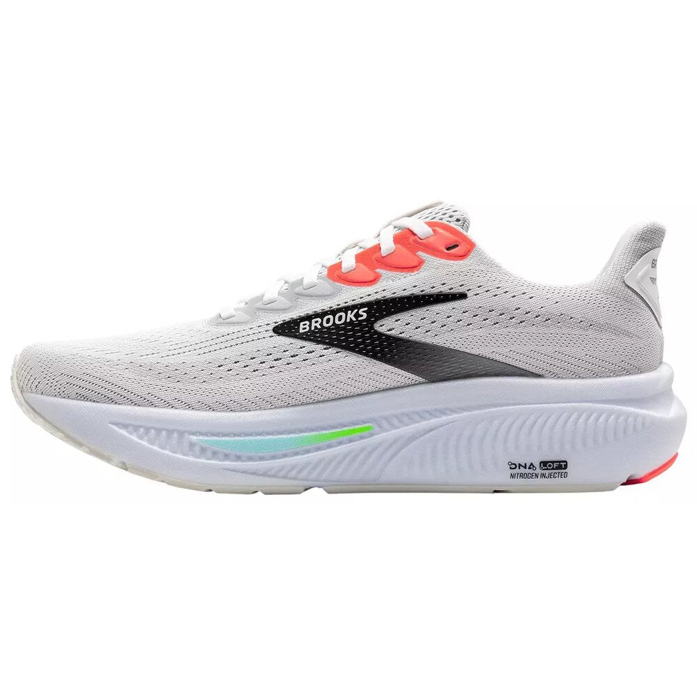 Brooks Men's Ghost 17 Running Shoes - Wide - White/Pink Clay/Gecko