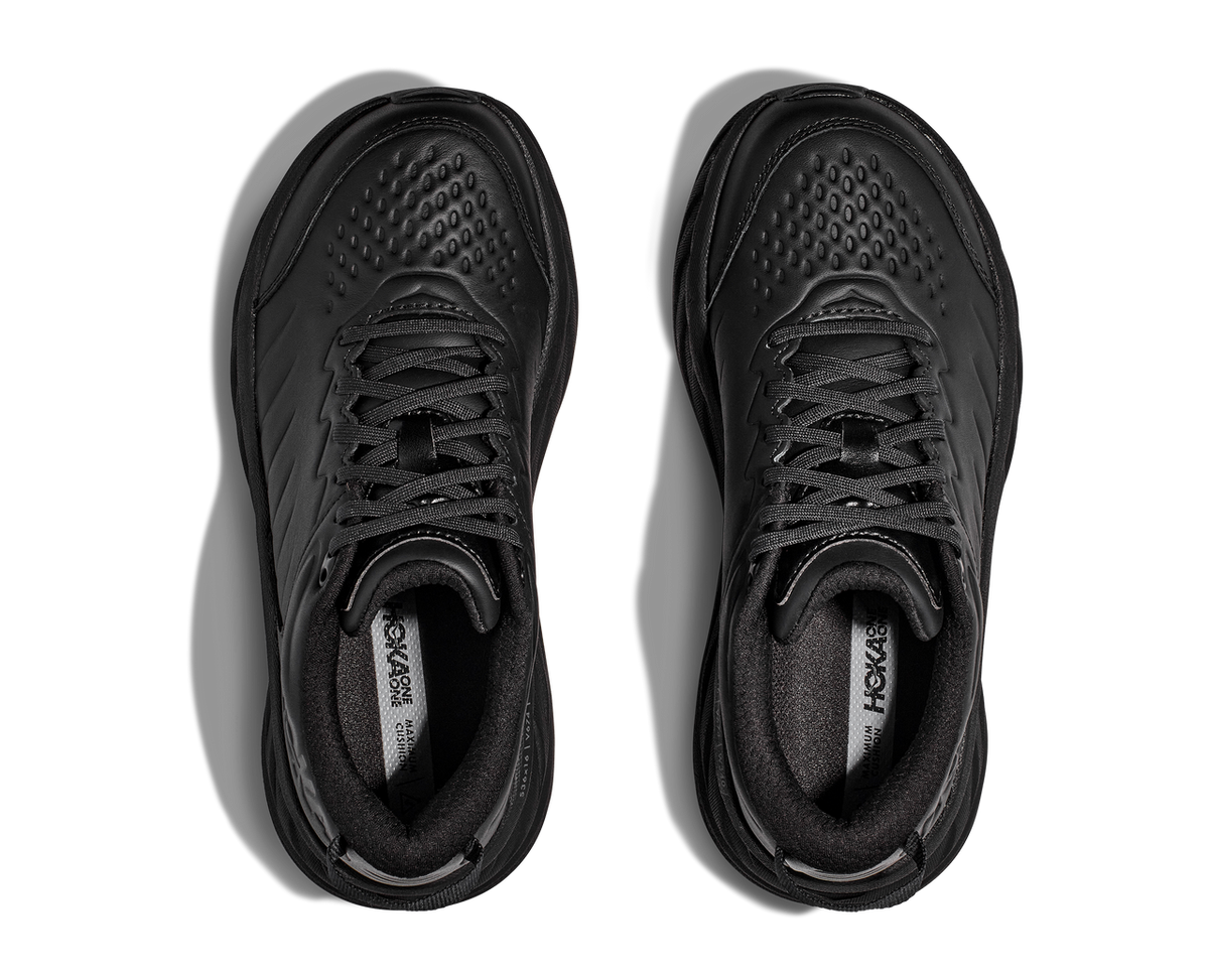 Hoka Bondi SR Slip-Resistant Leather Shoe - Black/Black