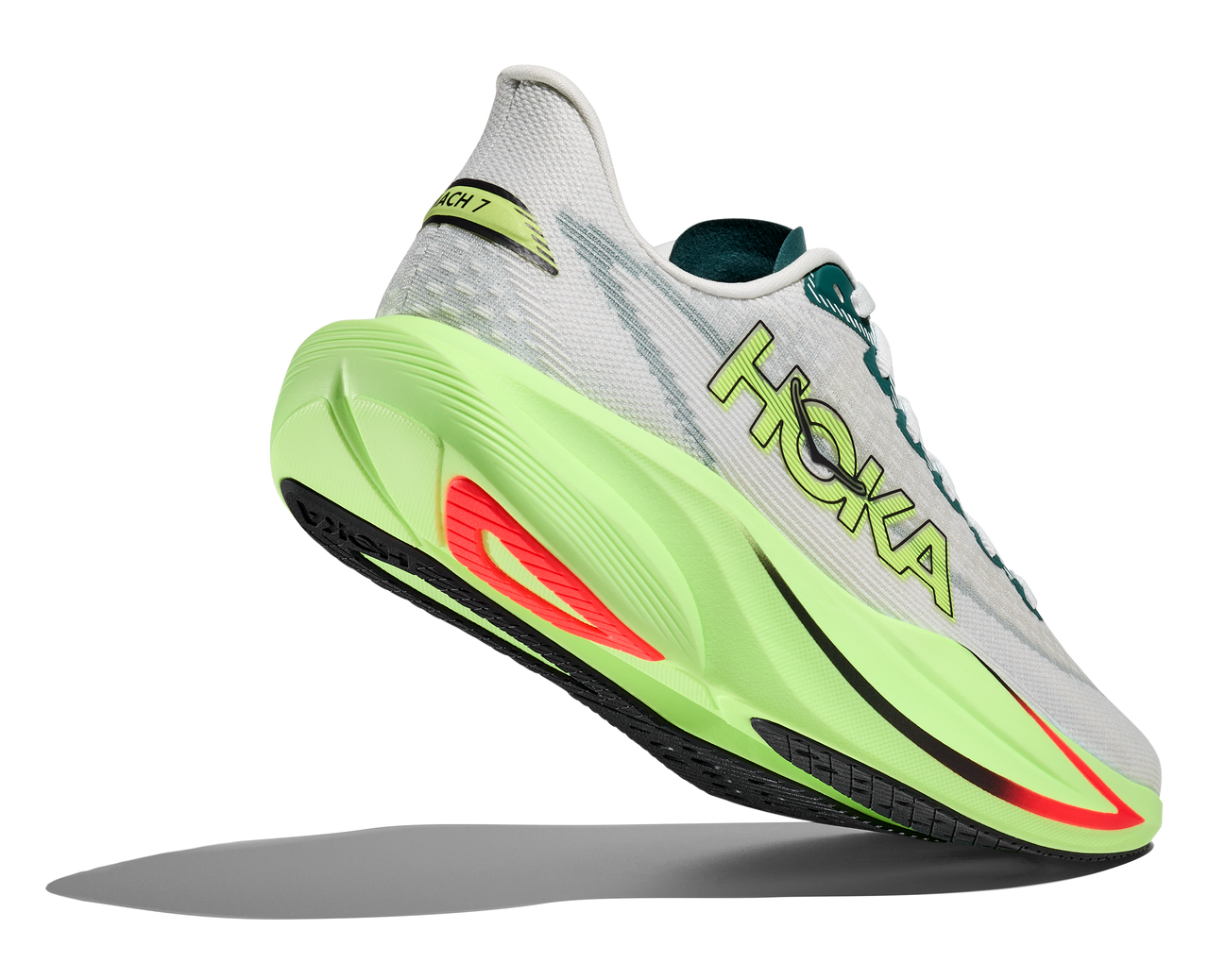 HOKA Men’s Mach 7 Lightweight Wide Running Shoes - Frost/Neon Yuzu
