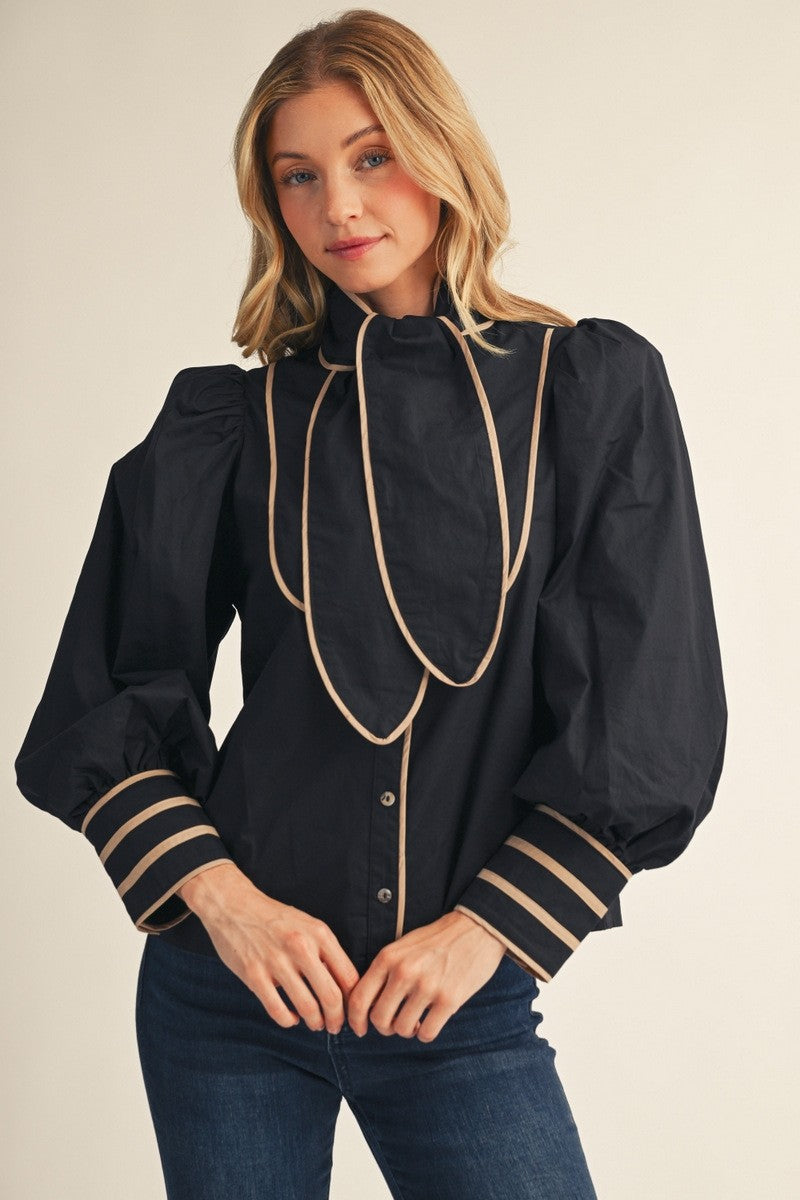 Jodifl Women's Black Bishop Sleeved Top