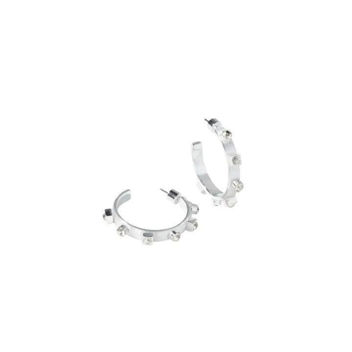 Smith & Co. Silver Metal Hoop - Crystal