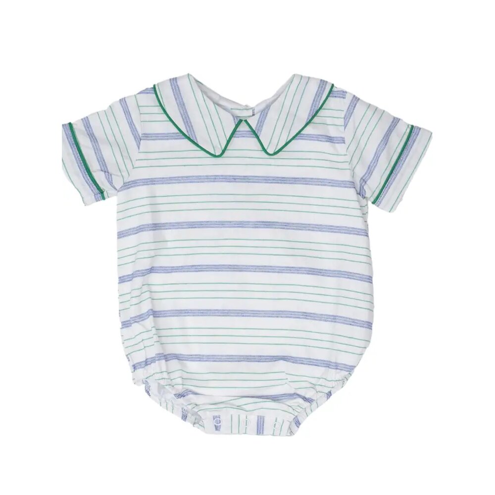 The Oaks Apparel Company Infant Baylor Green Stripe Bubble