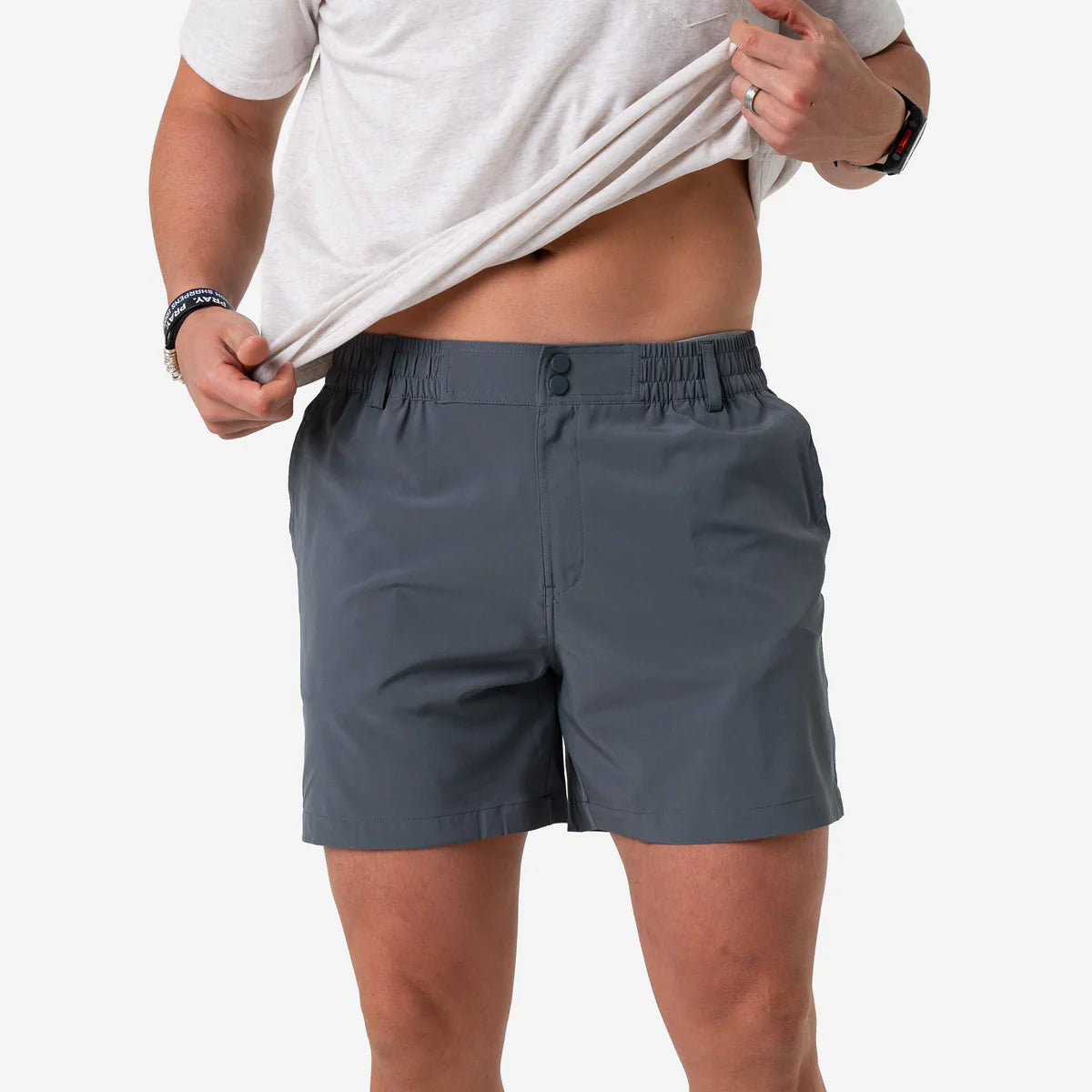 Burlebo Men's 7" Everyday Short - River Rock Grey - Classic Deer Camo Pocket