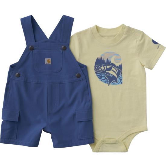 Carhartt Infant Boys Short Sleeve Bodysuit and Cargo Pocket Shortall Set