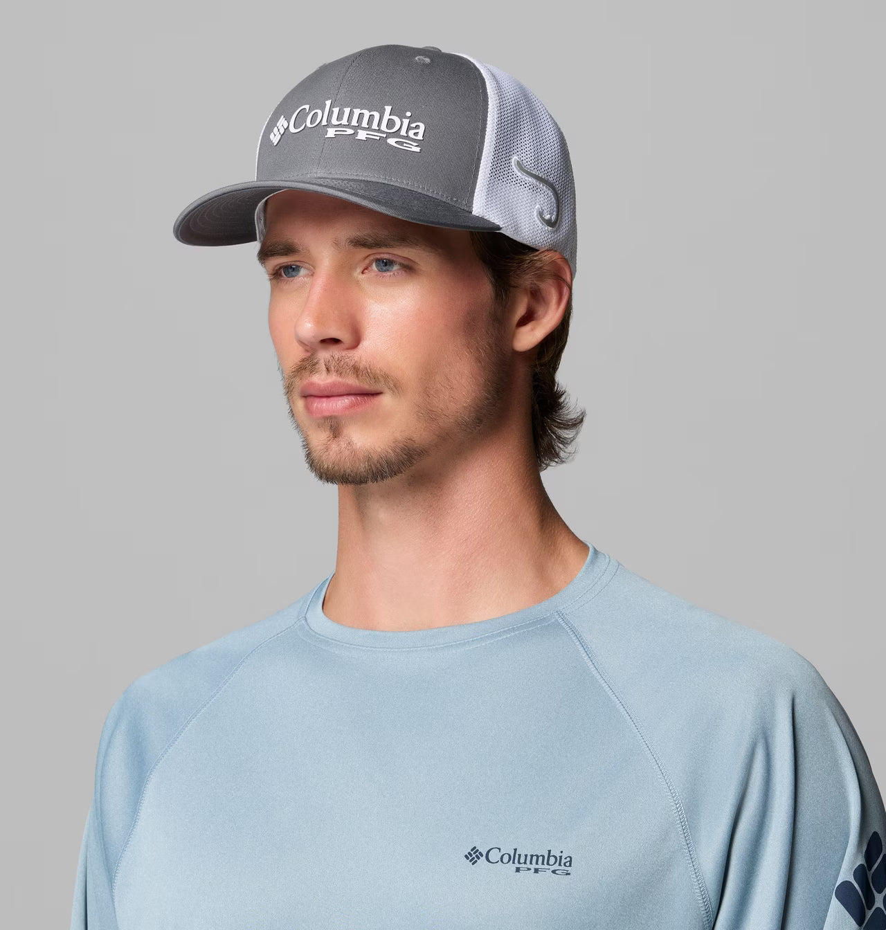 Columbia Men's PFG Logo Mesh Ball Cap - Titanium/Hook