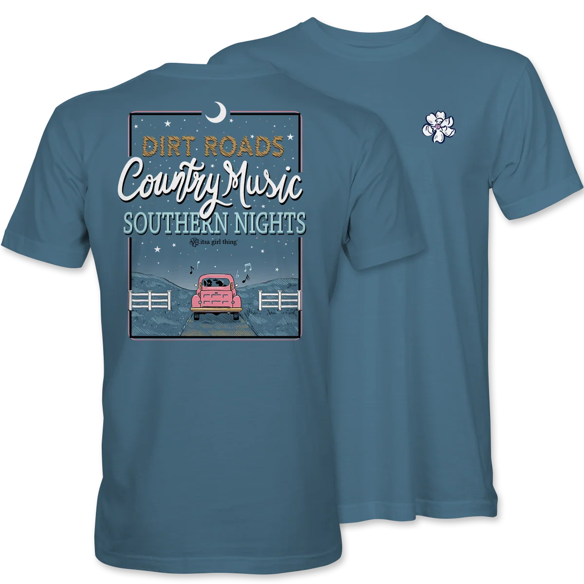 Itsa Girl Thing Women's Dirt Roads Tee - Indigo
