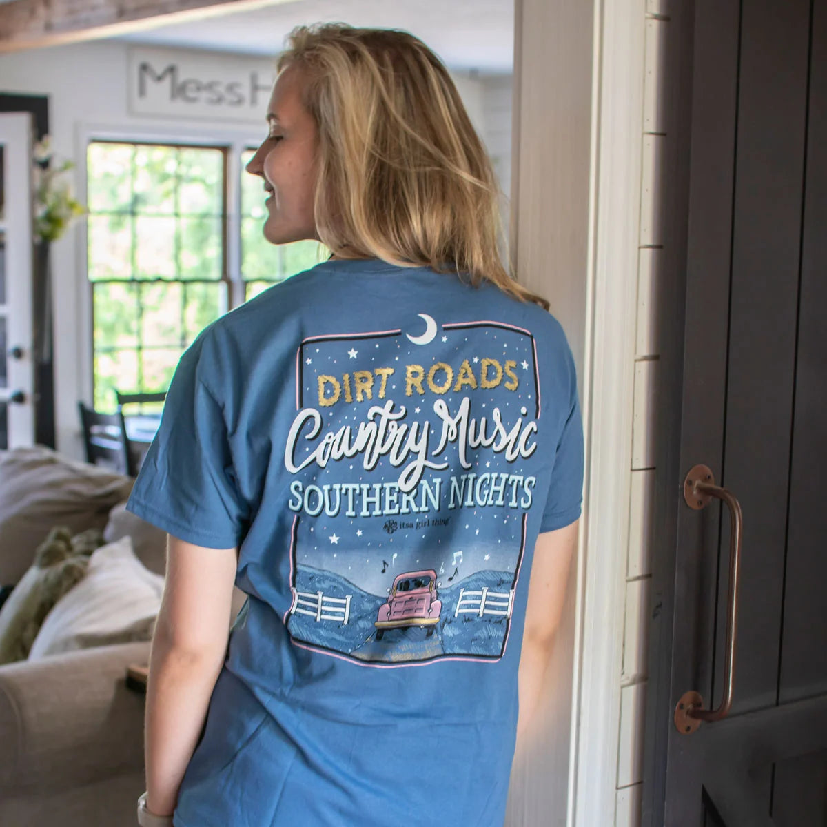 Itsa Girl Thing Women's Dirt Roads Tee - Indigo