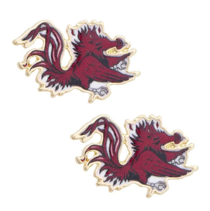Canvas South Carolina Gamecocks Enamel Icon Stud Earrings