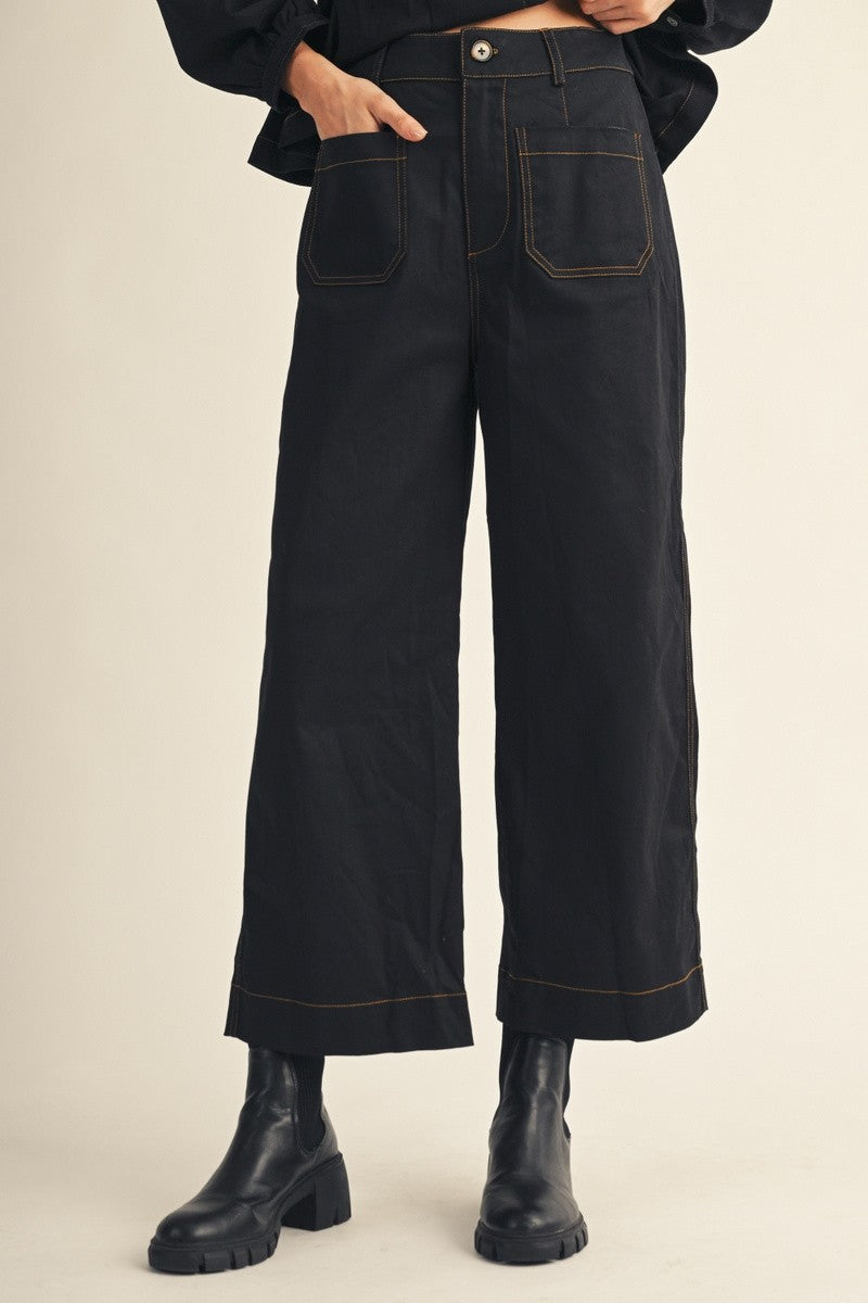 Jodifl Women's Wide Straight Leg Solid Pants - Black
