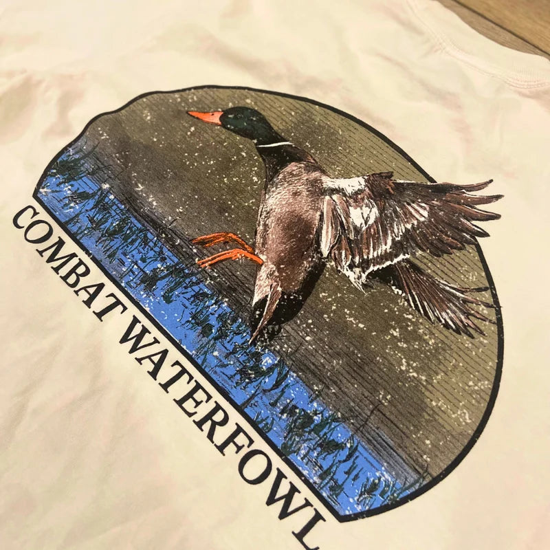 Combat Waterfowl Men's Brushline Mallard Tee -Ivory