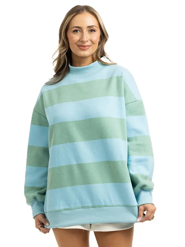 Katydid Women's Striped Mockneck Sweatshirt