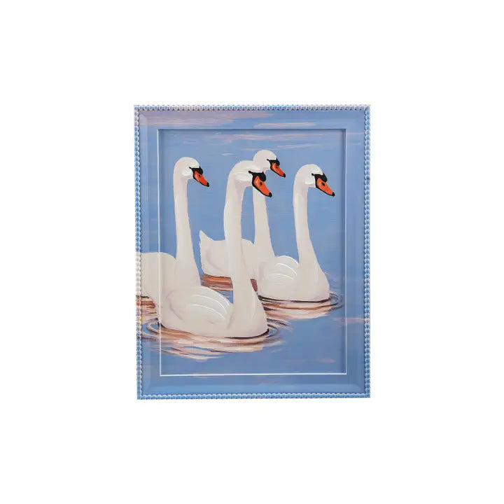Hazel Mazel Handpainted Frame Swan Wall Decor
