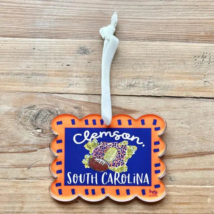 Happy By Rachel Clemson Scalloped Stadium Ornament