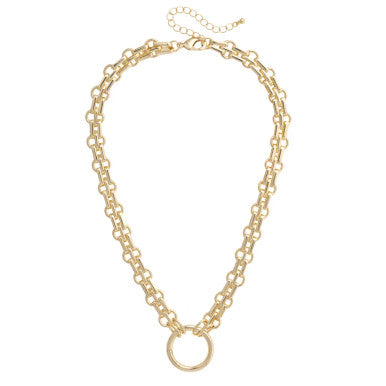 Canvas Karson Layered Circle Necklace - Shiny Gold