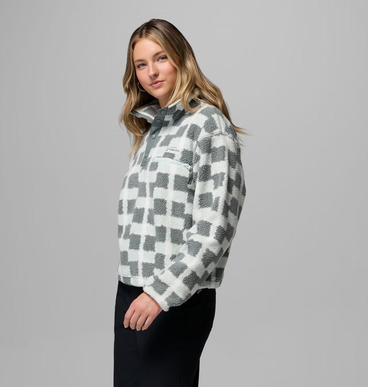 Columbia Women's Helvetia II Printed Cropped Half Snap Fleece Pullover