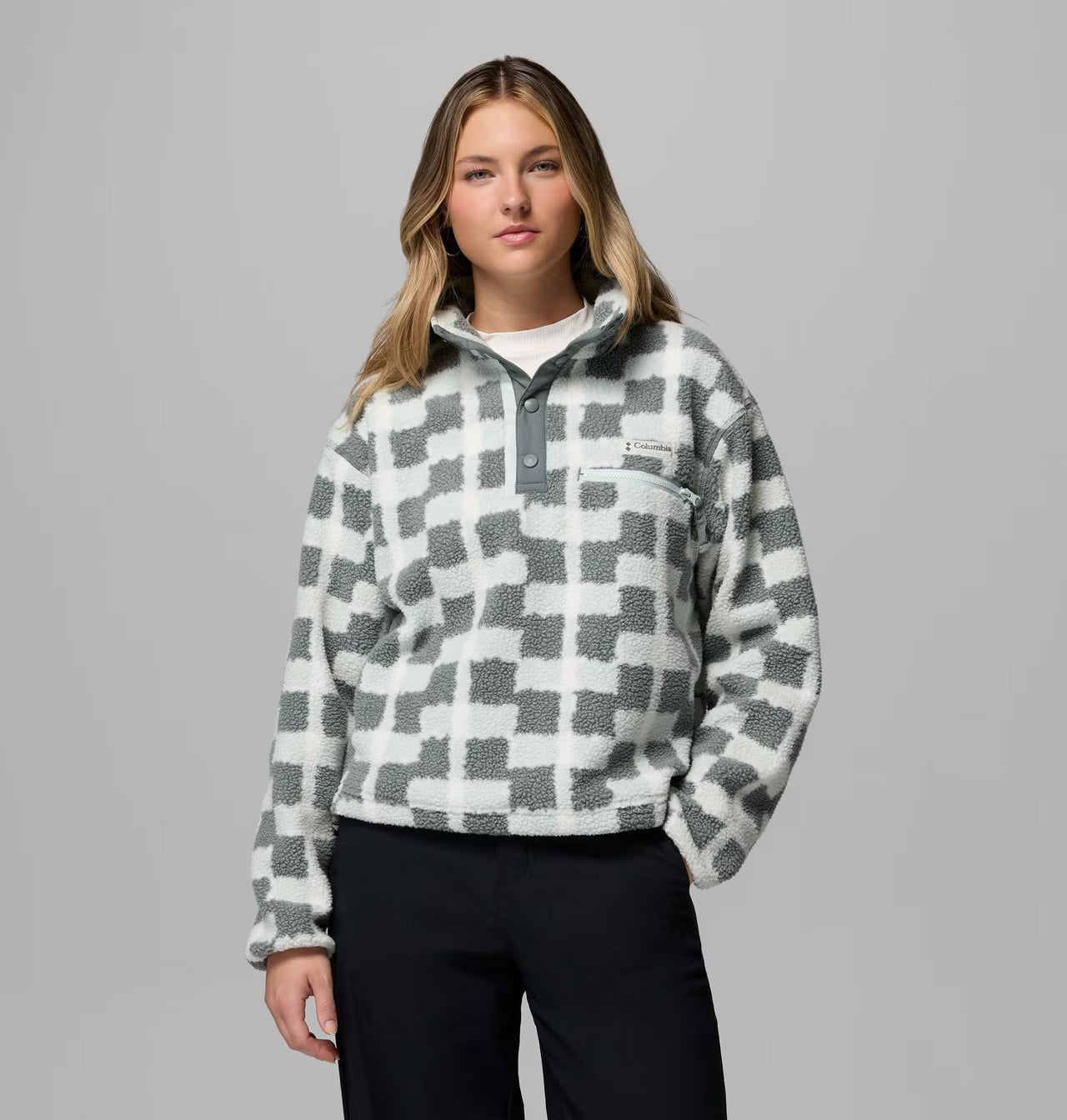Columbia Women's Helvetia II Printed Cropped Half Snap Fleece Pullover