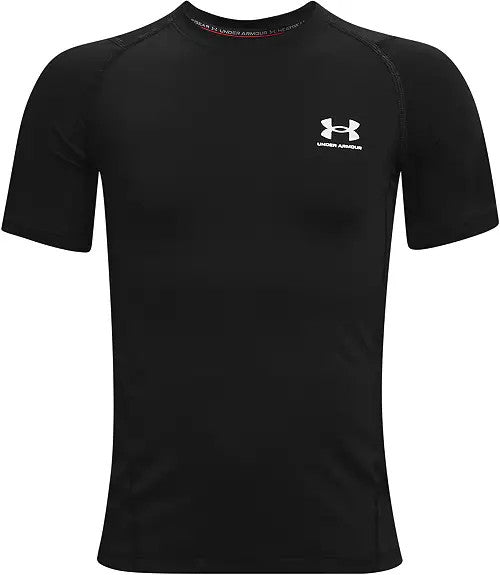 Under Armour Boys HeatGear Short Sleeve Shirt - Black/White