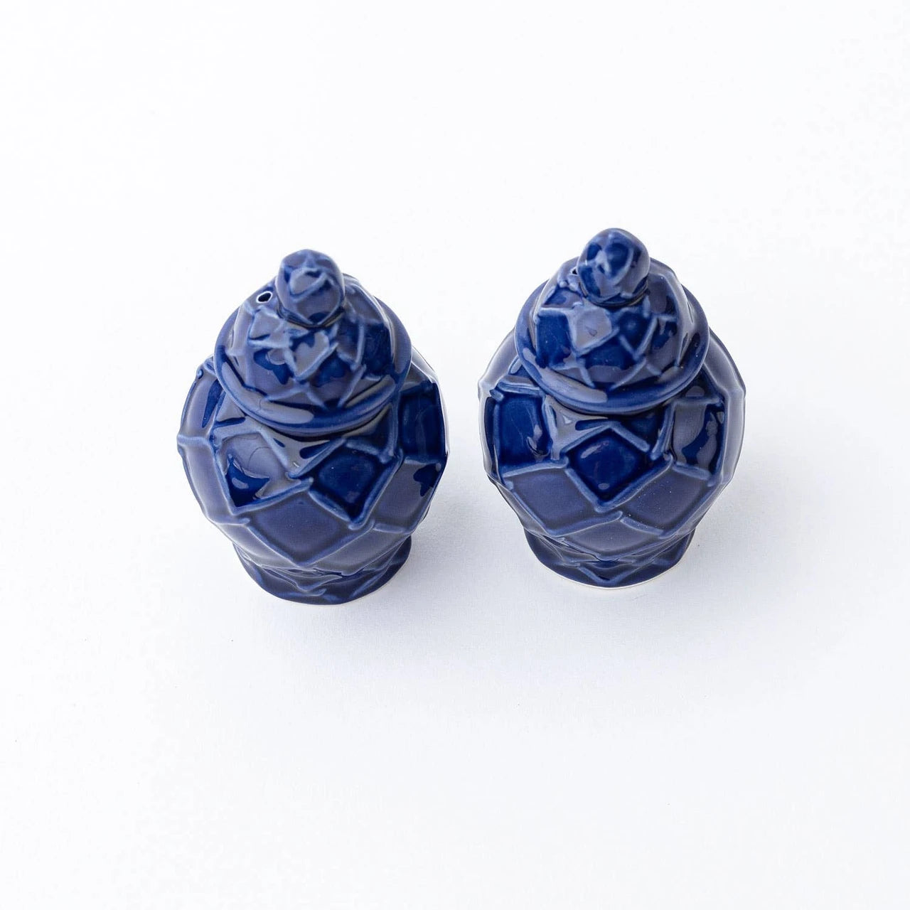 8 Oak Lane Navy Textured Jar Salt & Pepper Shaker Boxed Set