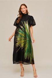 Jodifl Women's Green Metallic Midi Dress