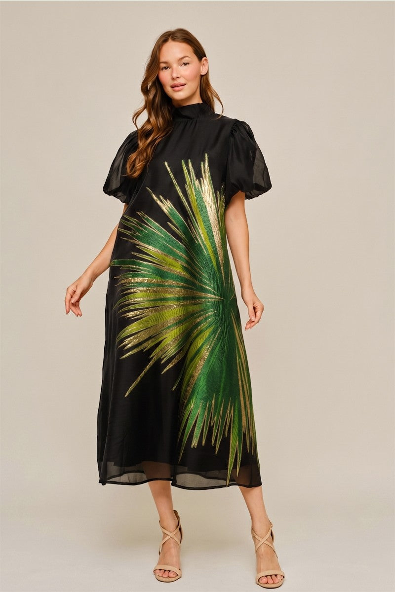 Jodifl Women's Green Metallic Midi Dress
