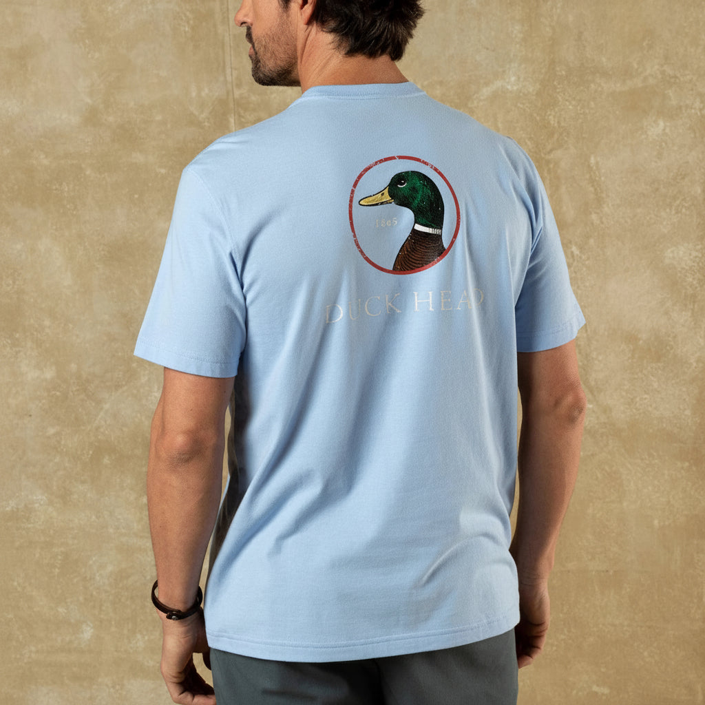 Duck Head Logo Short Sleeve T-Shirt - Serenity Blue Heather
