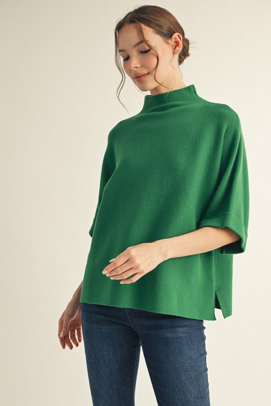 Jodifl Women's Mock Neck Soft Sweater - Kelly Green