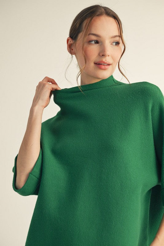 Jodifl Women's Mock Neck Soft Sweater - Kelly Green