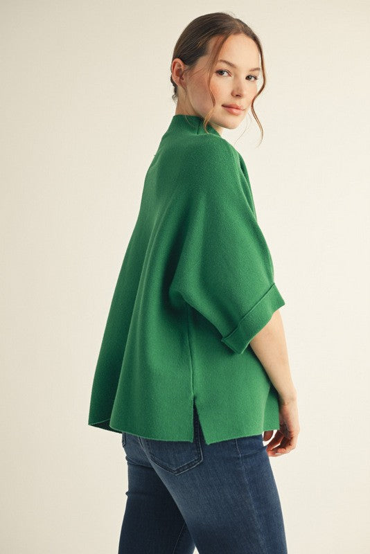 Jodifl Women's Mock Neck Soft Sweater - Kelly Green